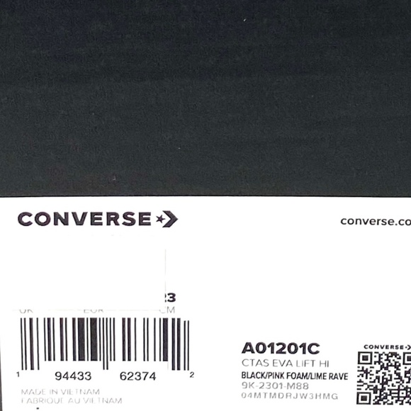 Converse Ctas Lift Platform Shoes Women Kids Pink Black Canvas High Top A01201C - Picture 9 of 10